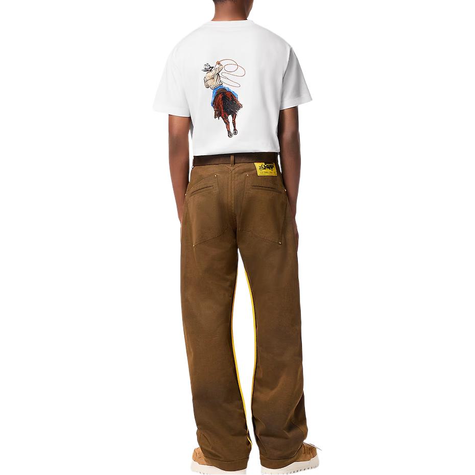 LOUIS VUITTON FW24 Brown Jacquard Straight-Leg Pants with Stud Detail Men’s Casual. 1AFWPB 圖 4