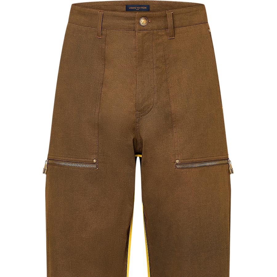 LOUIS VUITTON FW24 Brown Jacquard Straight-Leg Pants with Stud Detail Men’s Casual. 1AFWPB 圖 7