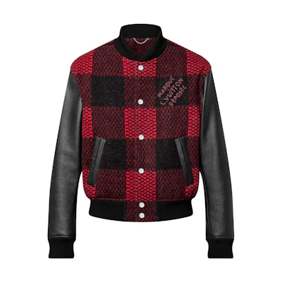 Louis Vuitton FW24 Checkered Logo Beaded Embroidery Jacket Red 1AFXGO