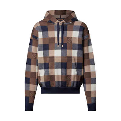 Louis Vuitton FW24 Checkered Logo Hoodie Brown Long Sleeve 1AFXJT