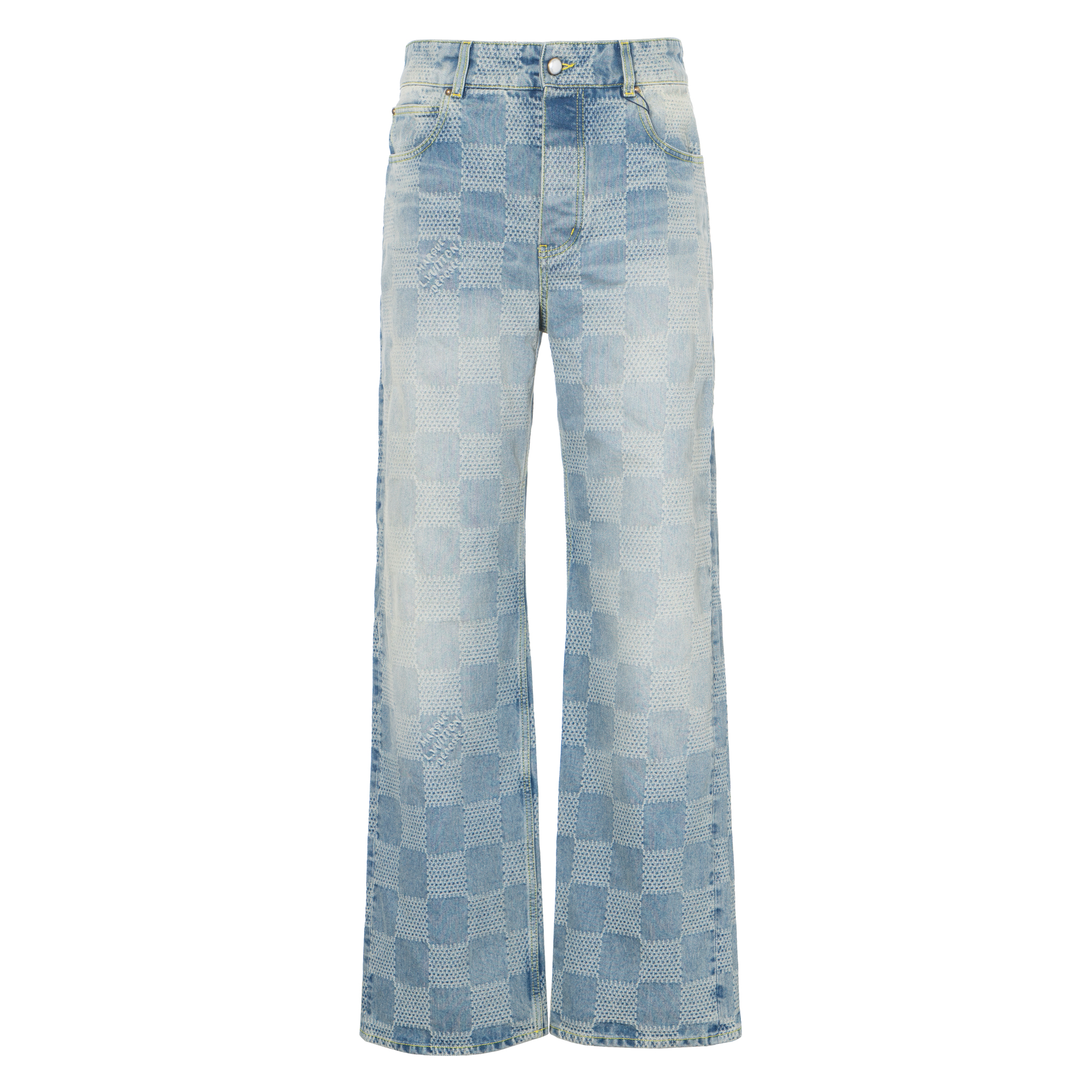 Order LOUIS VUITTON FW24 格紋中腰直筒牛仔褲 藍色 1AFQGR