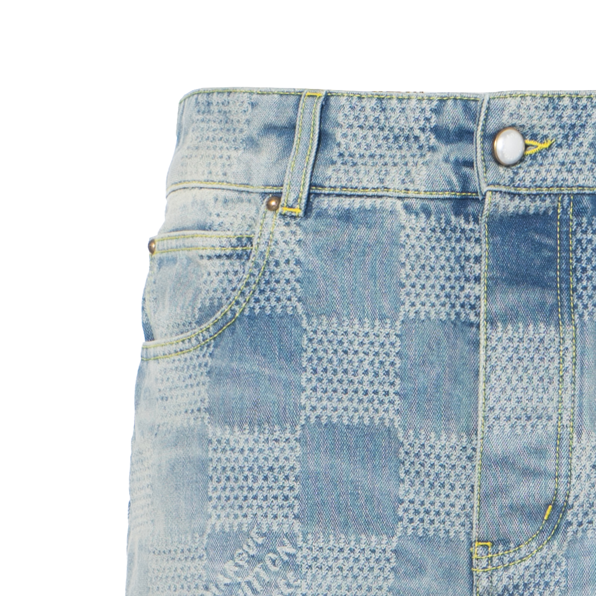 Cheap LOUIS VUITTON FW24 格紋中腰直筒牛仔褲 藍色 1AFQGR