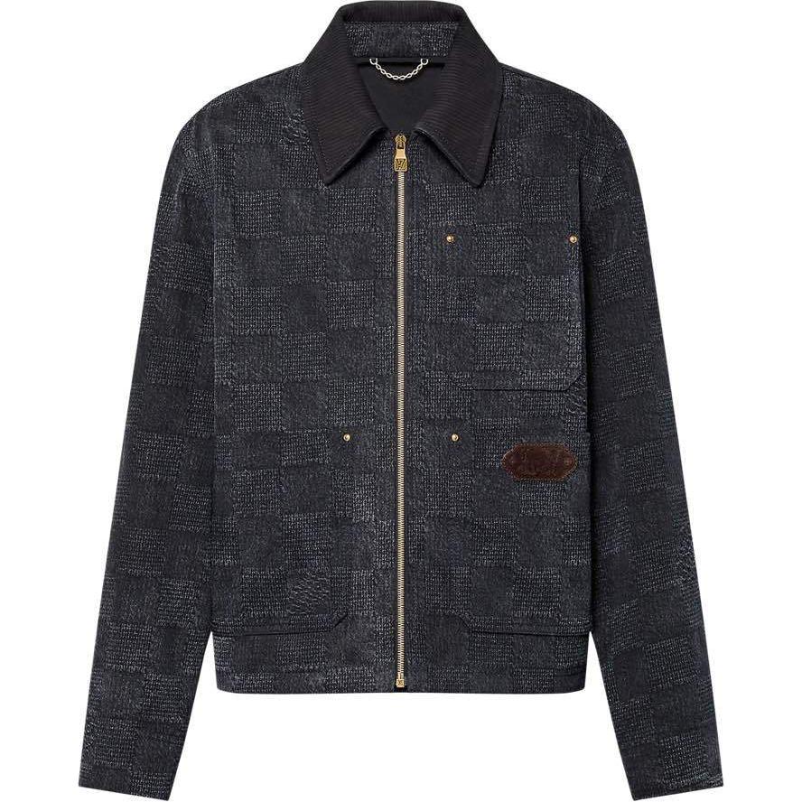 LOUIS VUITTON FW24 Checkered Print Zipper Long Sleeve Jacket Black 1AFWJ0 圖 2