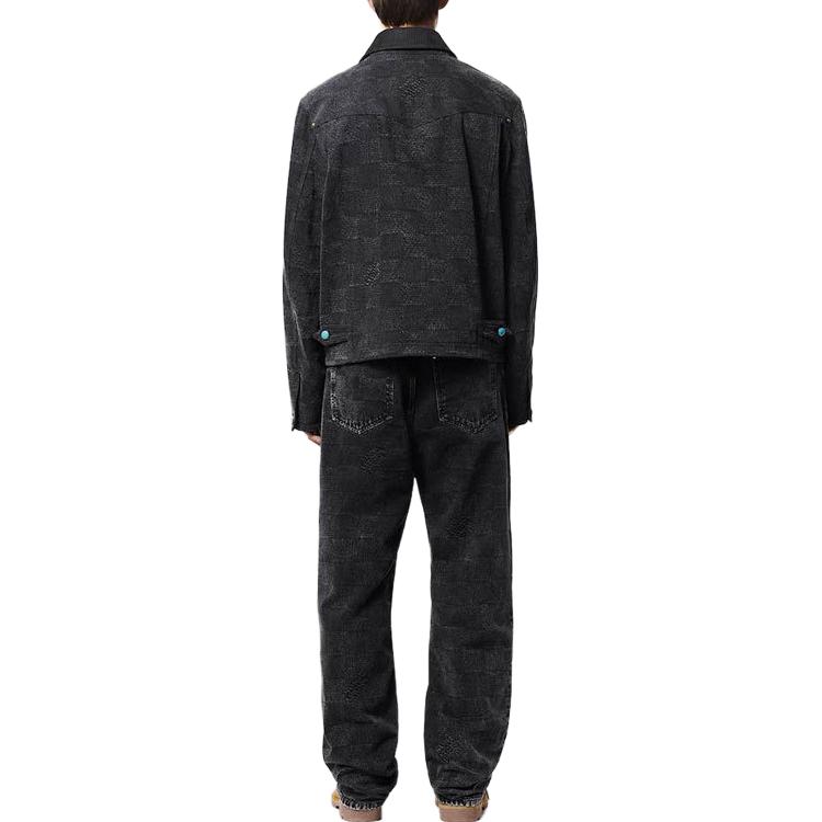 LOUIS VUITTON FW24 Checkered Print Zipper Long Sleeve Jacket Black 1AFWJ0 圖 4