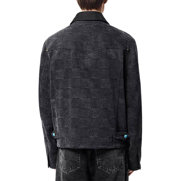 LOUIS VUITTON FW24 Checkered Print Zipper Long Sleeve Jacket Black 1AFWJ0 圖 5