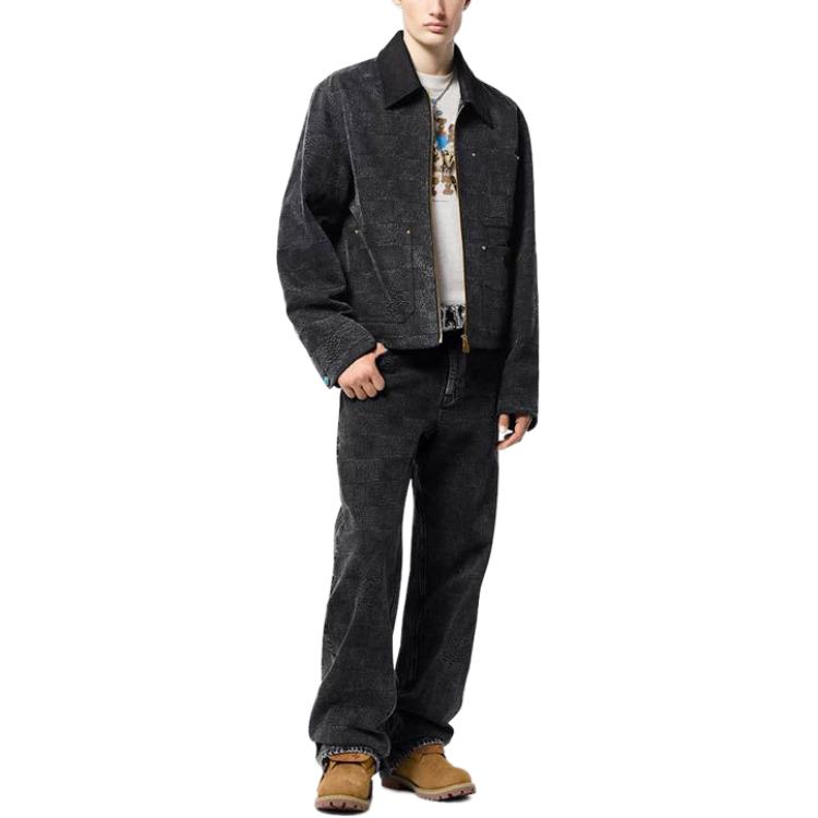 LOUIS VUITTON FW24 Checkered Print Zipper Long Sleeve Jacket Black 1AFWJ0 圖 6