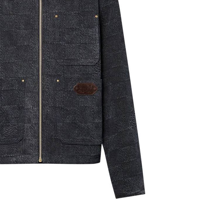 LOUIS VUITTON FW24 Checkered Print Zipper Long Sleeve Jacket Black 1AFWJ0 圖 7