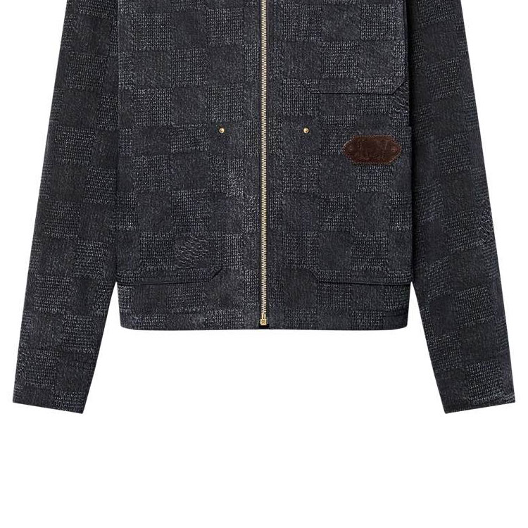 LOUIS VUITTON FW24 Checkered Print Zipper Long Sleeve Jacket Black 1AFWJ0 圖 8
