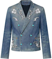 LOUIS VUITTON FW24 Embroidered Pattern Double-Breasted Denim Jacket Blue Men 1AFWMF LOUIS VUITTON FW24 Embroidered Pattern Double-Breasted Denim Jacket Blue Men 1AFWMF