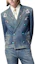 Shop LOUIS VUITTON FW24 Embroidered Pattern Double-Breasted Denim Jacket Blue Men 1AFWMF