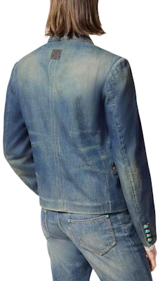 LOUIS VUITTON FW24 Embroidered Pattern Double-Breasted Denim Jacket Blue Men 1AFWMF Purchase LOUIS VUITTON FW24 Embroidered Pattern Double-Breasted Denim Jacket Blue Men 1AFWMF