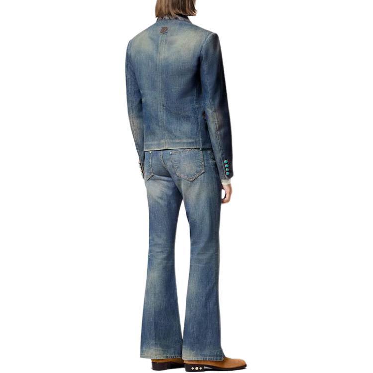 LOUIS VUITTON FW24 Embroidered Pattern Double-Breasted Denim Jacket Blue Men 1AFWMF 圖 6