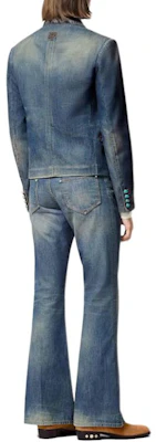 LOUIS VUITTON FW24 Embroidered Pattern Double-Breasted Denim Jacket Blue Men 1AFWMF Details for LOUIS VUITTON FW24 Embroidered Pattern Double-Breasted Denim Jacket Blue Men 1AFWMF