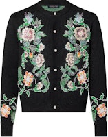 LOUIS VUITTON FW24 Floral Embroidered Button-Up Long Sleeve Sweater Black Men 1AFXK9 LOUIS VUITTON FW24 Floral Embroidered Button-Up Long Sleeve Sweater Black Men 1AFXK9