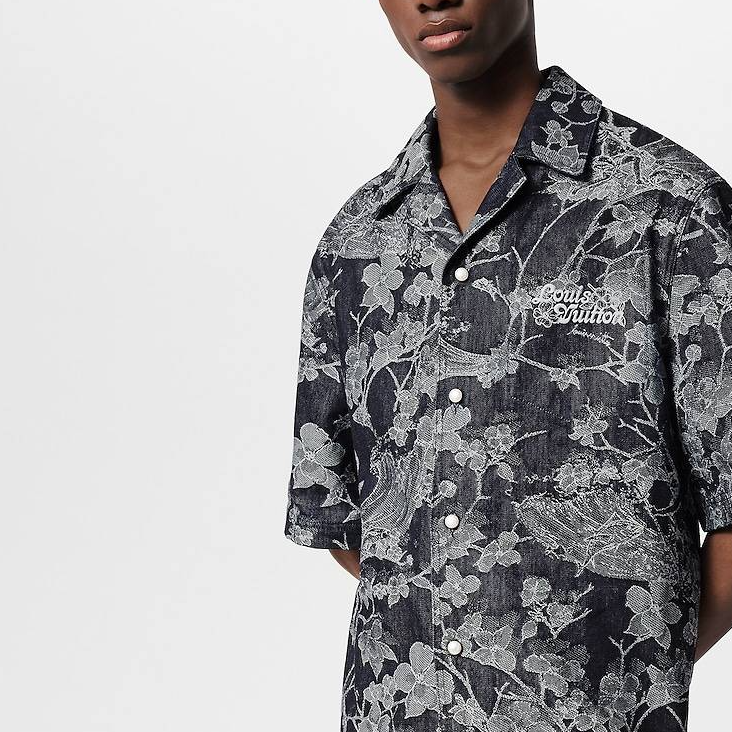 Shop 路易威登 FW24 花卉印花黑色短袖衬衫 1AFQZB