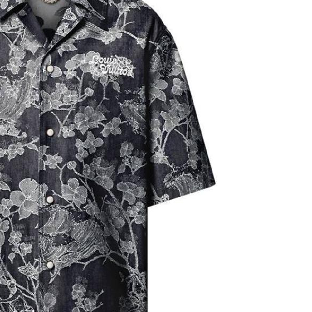Purchase 路易威登 FW24 花卉印花黑色短袖衬衫 1AFQZB