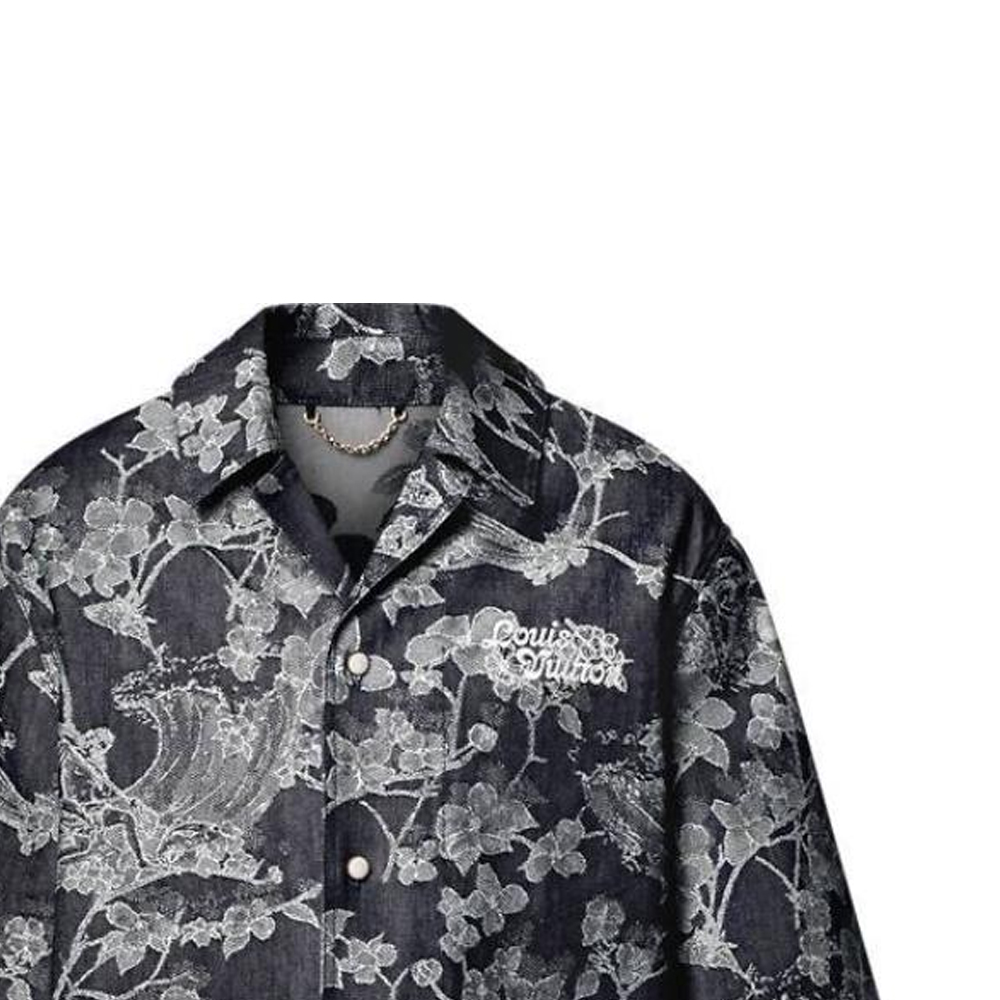 Sizing 路易威登 FW24 花卉印花黑色短袖衬衫 1AFQZB