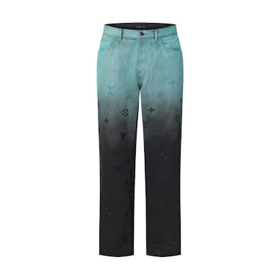 LOUIS VUITTON FW24 Gradient Logo Straight Jeans Light Blue Men’s Denim Pants 1AFV84