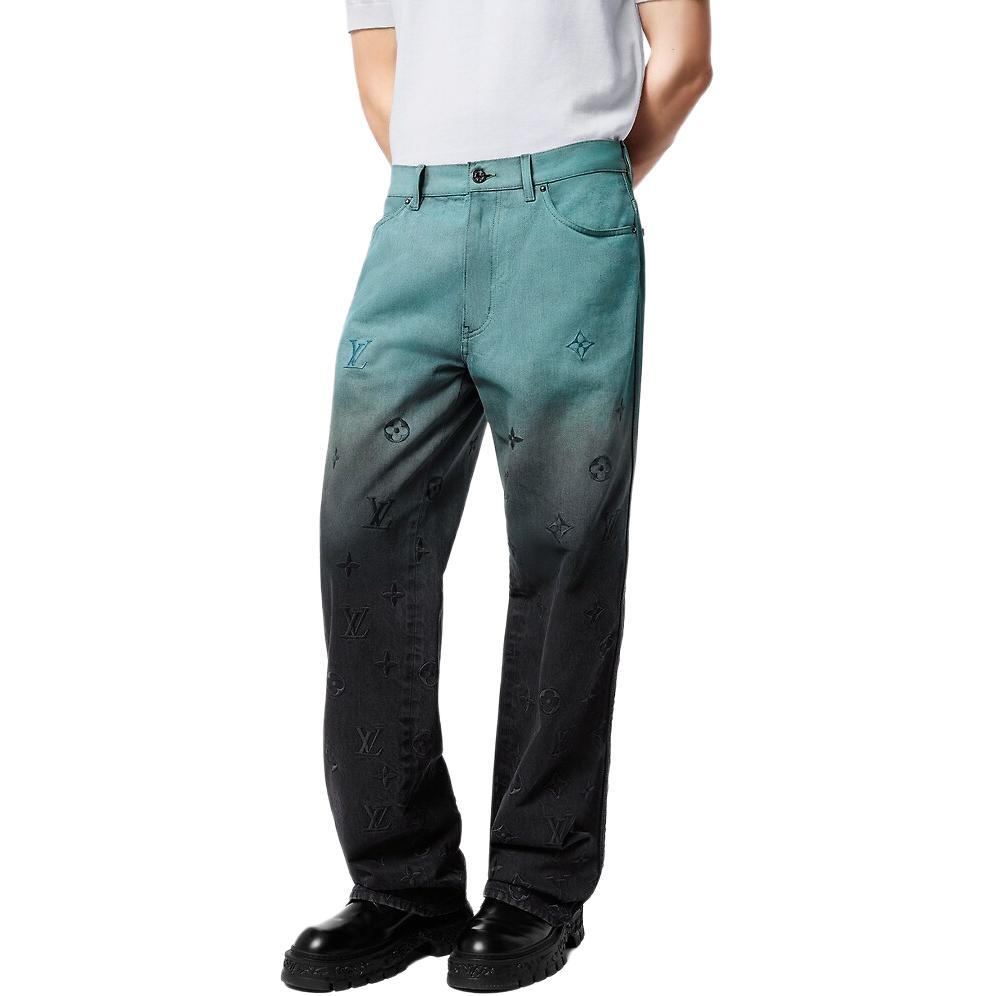 LOUIS VUITTON FW24 Gradient Logo Straight Jeans Light Blue Men’s Denim Pants 1AFV84 圖 5