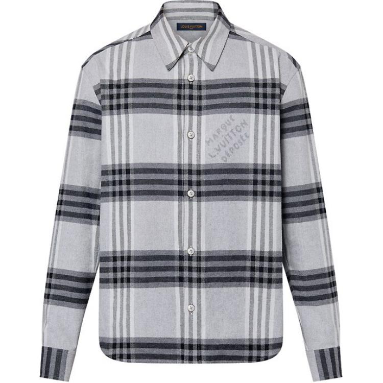 LOUIS VUITTON FW24 Gray Checkered Long Sleeve Shirt for Men. 1AFXSY 圖 2