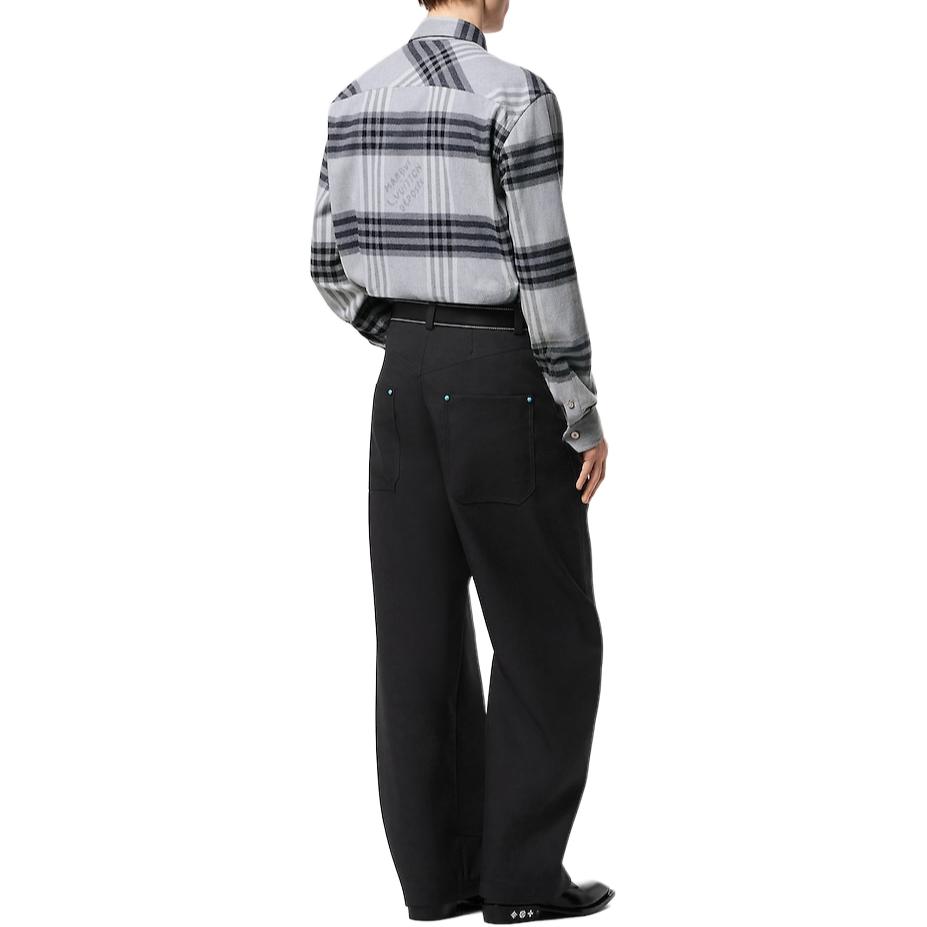 LOUIS VUITTON FW24 Gray Checkered Long Sleeve Shirt for Men. 1AFXSY 圖 3