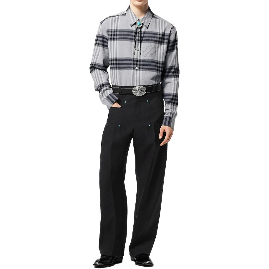 LOUIS VUITTON FW24 Gray Checkered Long Sleeve Shirt for Men. 1AFXSY 圖 4