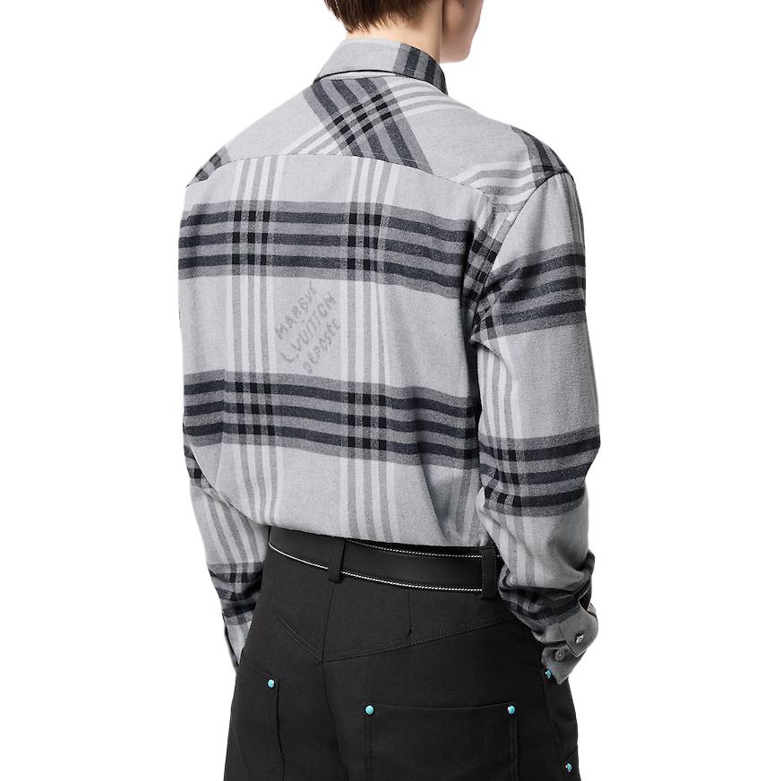 LOUIS VUITTON FW24 Gray Checkered Long Sleeve Shirt for Men. 1AFXSY 圖 6