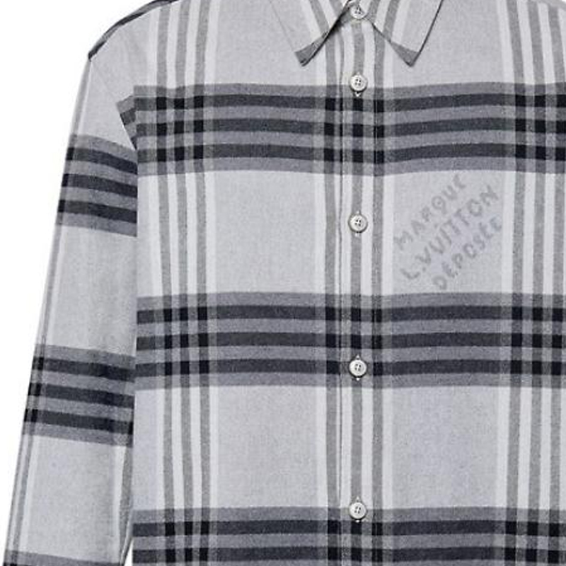 LOUIS VUITTON FW24 Gray Checkered Long Sleeve Shirt for Men. 1AFXSY 圖 7