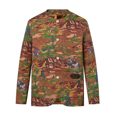 Louis Vuitton FW24 Jacquard Single-Breasted Long Sleeve Jacket Brown Yellow 1AFWIH