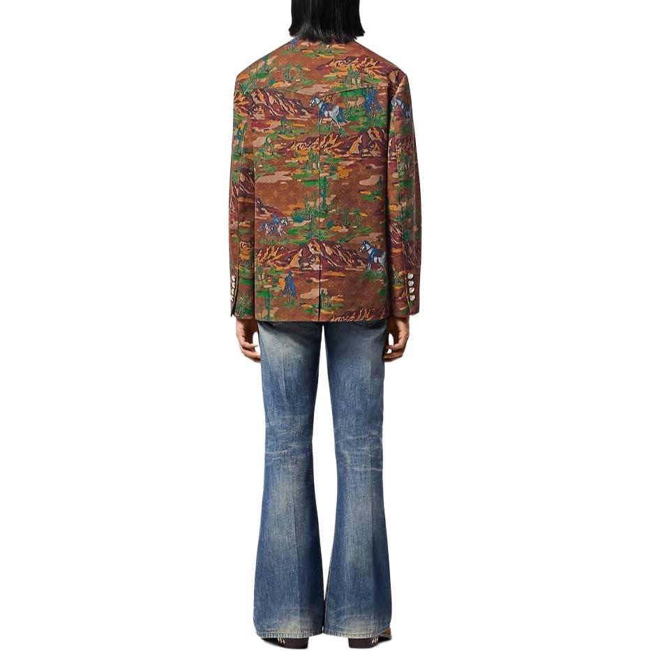 Louis Vuitton FW24 Jacquard Single-Breasted Long Sleeve Jacket Brown Yellow 1AFWIH 圖 3