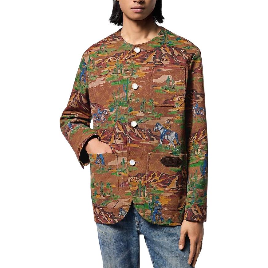 Louis Vuitton FW24 Jacquard Single-Breasted Long Sleeve Jacket Brown Yellow 1AFWIH 圖 5