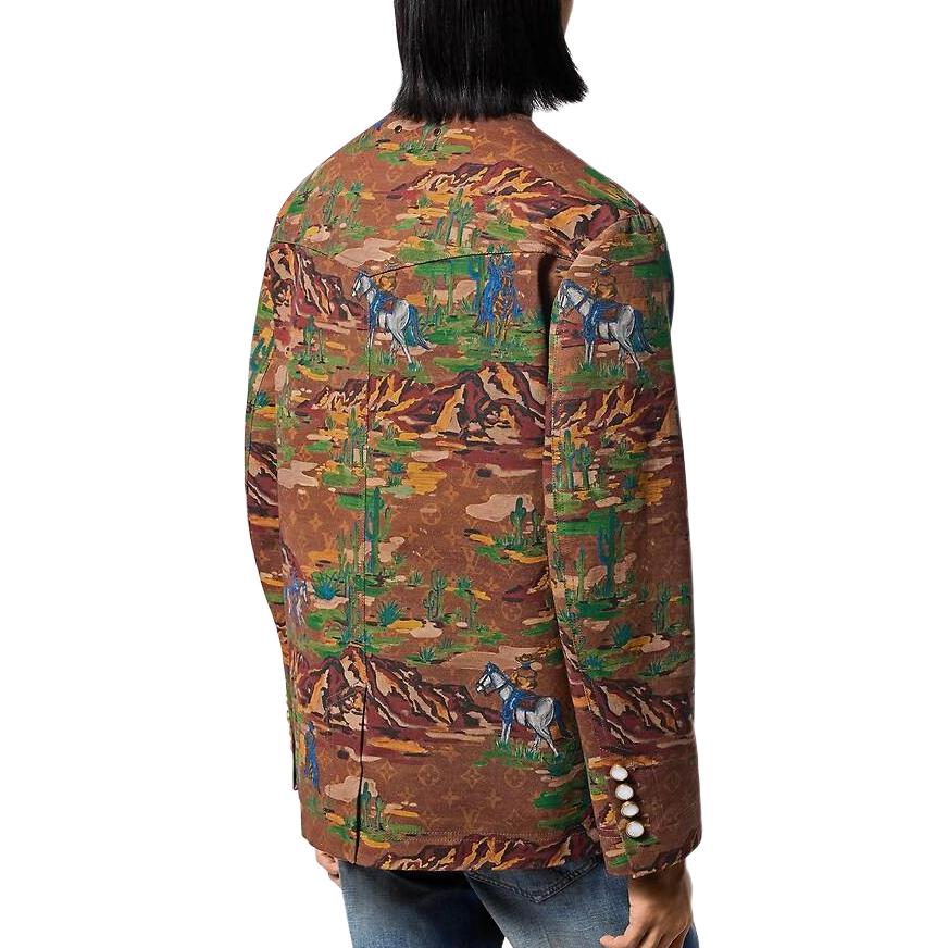 Louis Vuitton FW24 Jacquard Single-Breasted Long Sleeve Jacket Brown Yellow 1AFWIH 圖 6