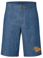 LOUIS VUITTON FW24 Logo Embroidered Casual Denim Shorts Blue Menswear. 1AFX84 LOUIS VUITTON FW24 Logo Embroidered Casual Denim Shorts Blue Menswear. 1AFX84