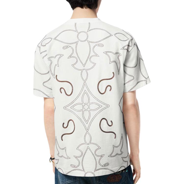 LOUIS VUITTON FW24 Logo Embroidered Crewneck White Short Sleeve T-Shirt Men 1AFWVN 圖 4