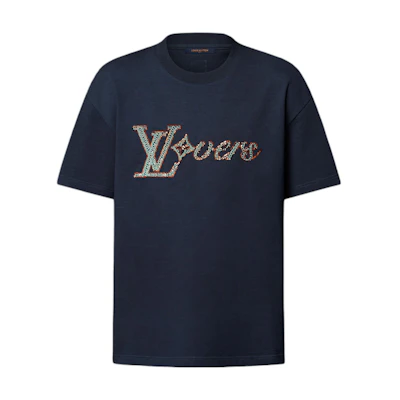 LOUIS VUITTON FW24 Logo Print Crewneck T-Shirt Men’s Navy Blue 1AGHXP
