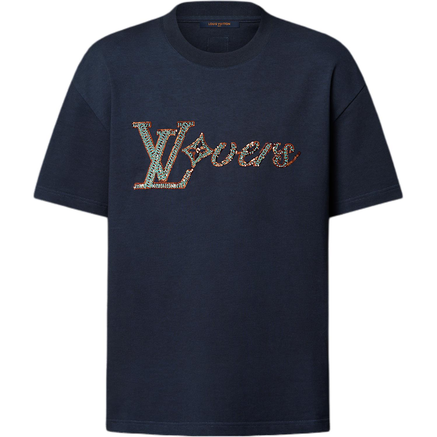 LOUIS VUITTON FW24 Logo Print Crewneck T-Shirt Navy 1AGHXN