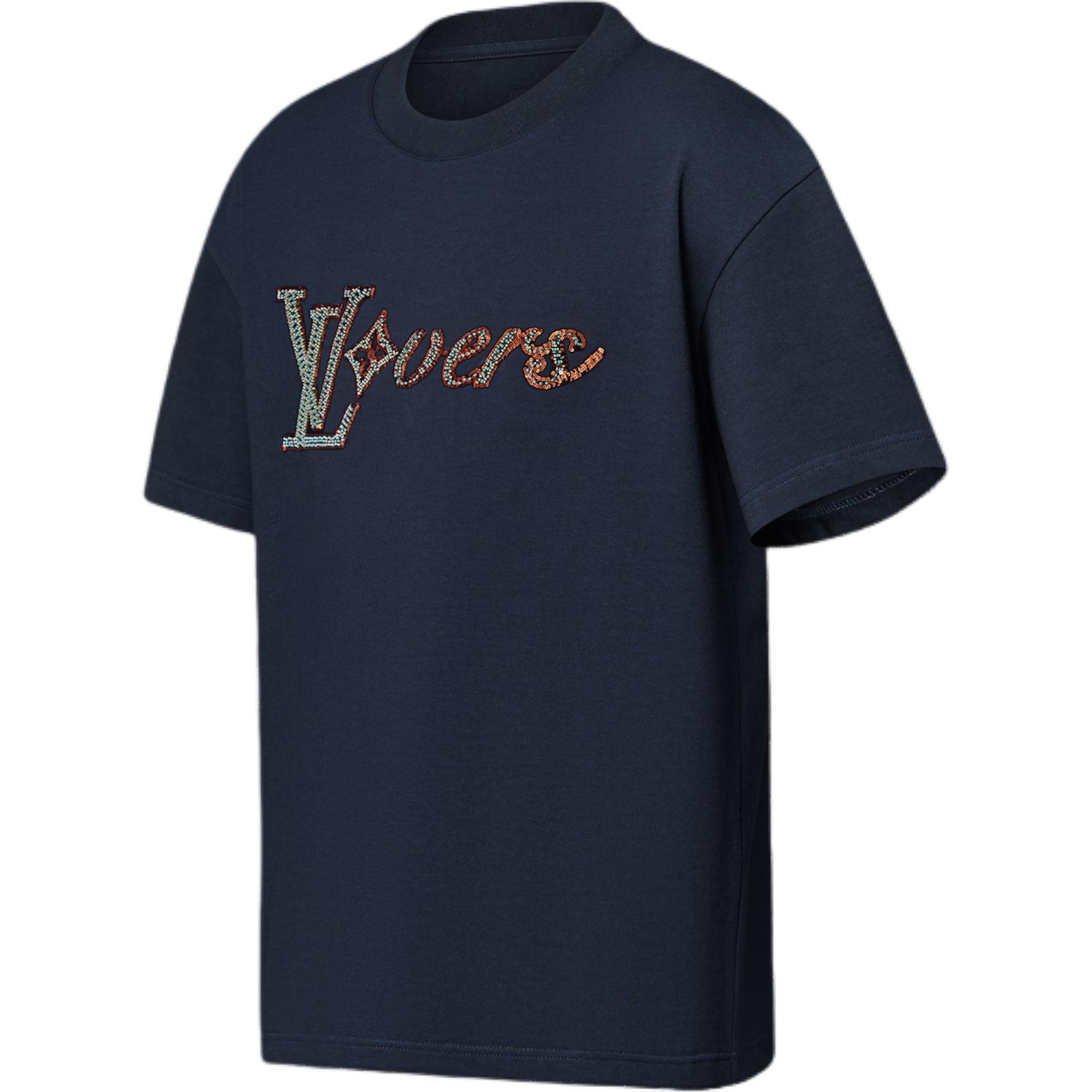 LOUIS VUITTON FW24 Logo Print Crewneck T-Shirt Navy Blue Menswear 1AGHXR 圖 4