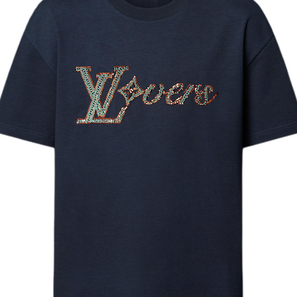 LOUIS VUITTON FW24 Logo Print Crewneck T-Shirt Navy Blue Menswear 1AGHXR 圖 7
