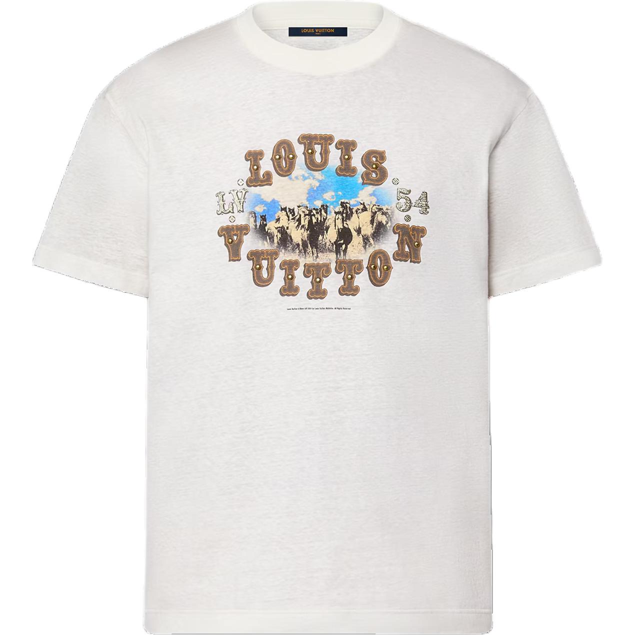 LOUIS VUITTON FW24 Logo Print Crewneck T-Shirt White . 1AFWUR