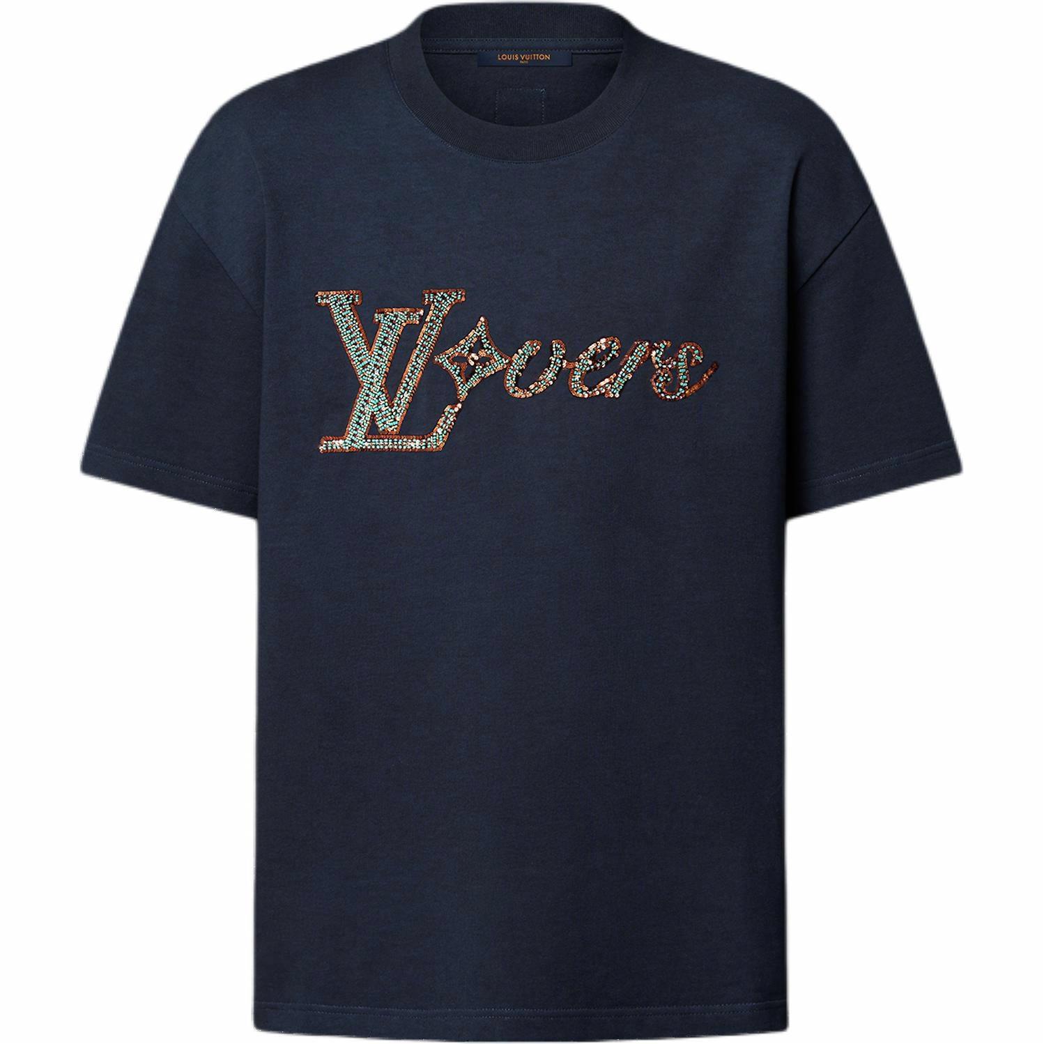 LOUIS VUITTON FW24 Logo Print Navy Crewneck T-Shirt Men 1AGHXM 圖 2