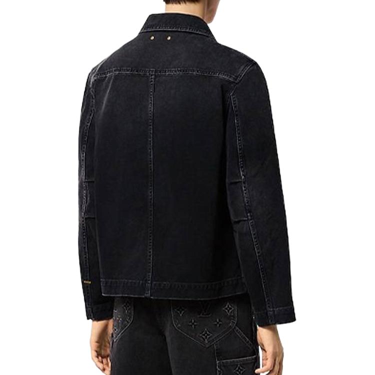 Lookbook LOUIS VUITTON FW24 Monogram Logo Black Denim Jacket for Men Casual Long Sleeve 1AFVA6