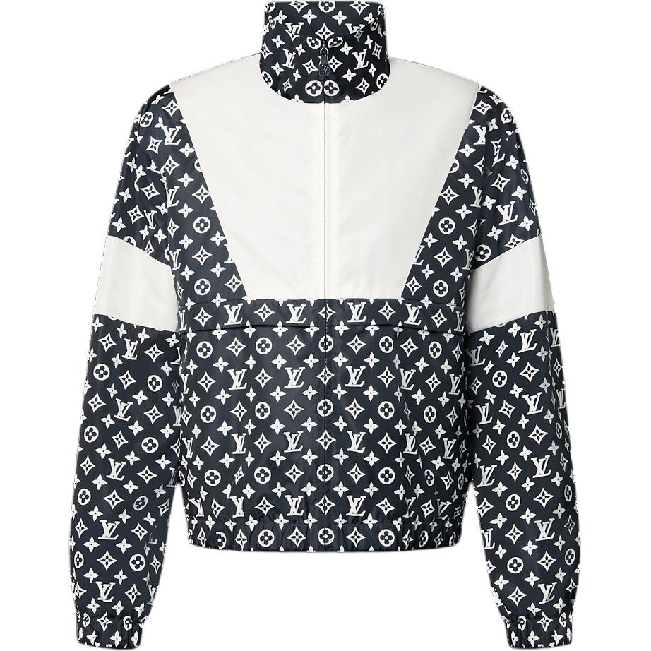Louis Vuitton FW24 Monogram Print Colorblock Zip-Up Jacket Grey Menswear 1AFWJL
