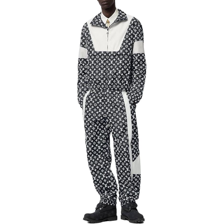 Shop 루이비통 FW24 모노그램 컬러블록 집업 자켓 그레이 남성복 1AFWJL