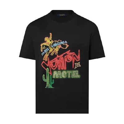 LOUIS VUITTON FW24 Monogram Print Crewneck Short Sleeve T-Shirt Black Mens. 1AFXNG