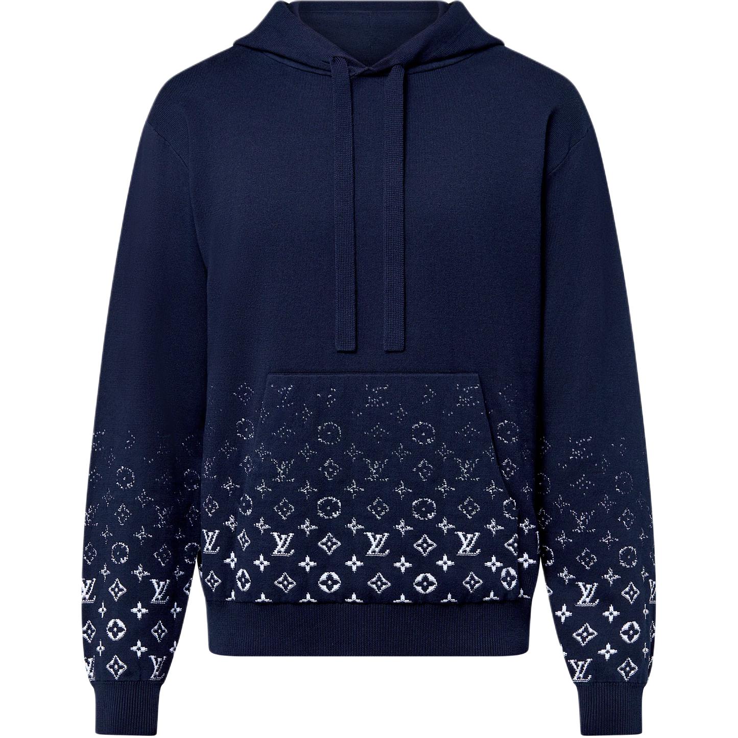 Louis Vuitton FW24 Navy Blue Logo Hoodie for Men 1AFQAR