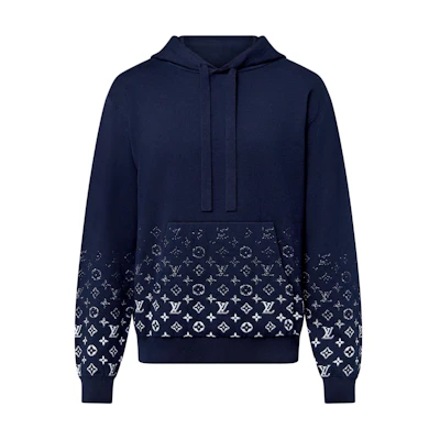 Louis Vuitton FW24 Navy Blue Logo Hoodie for Men 1AFQAR