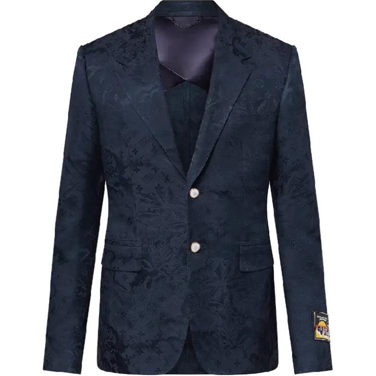LOUIS VUITTON FW24 Palm Jacquard Single-Breasted Navy Blazer  Jacket 1AFRIQ 圖 2