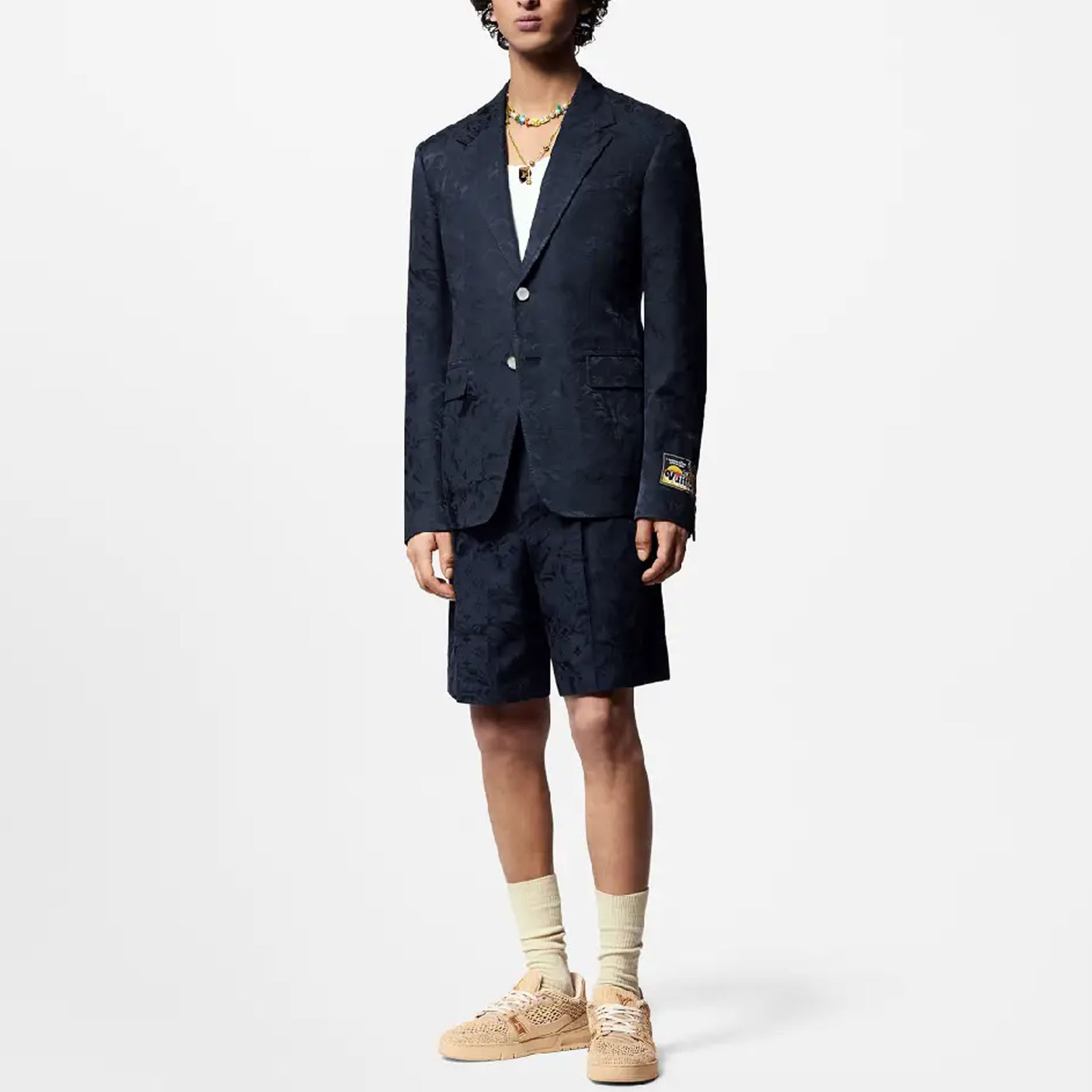 LOUIS VUITTON FW24 Palm Jacquard Single-Breasted Navy Blazer  Jacket 1AFRIQ 圖 3