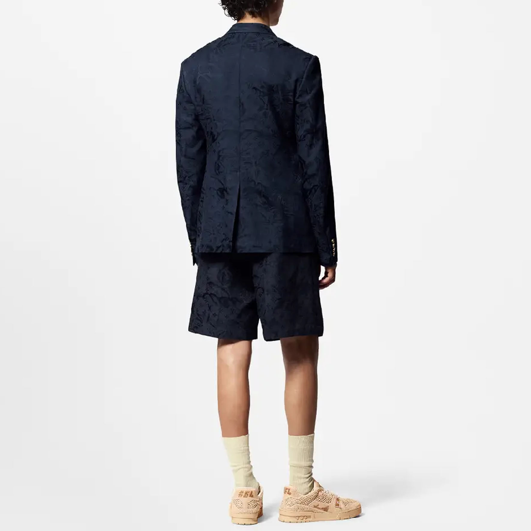 LOUIS VUITTON FW24 Palm Jacquard Single-Breasted Navy Blazer  Jacket 1AFRIQ 圖 4
