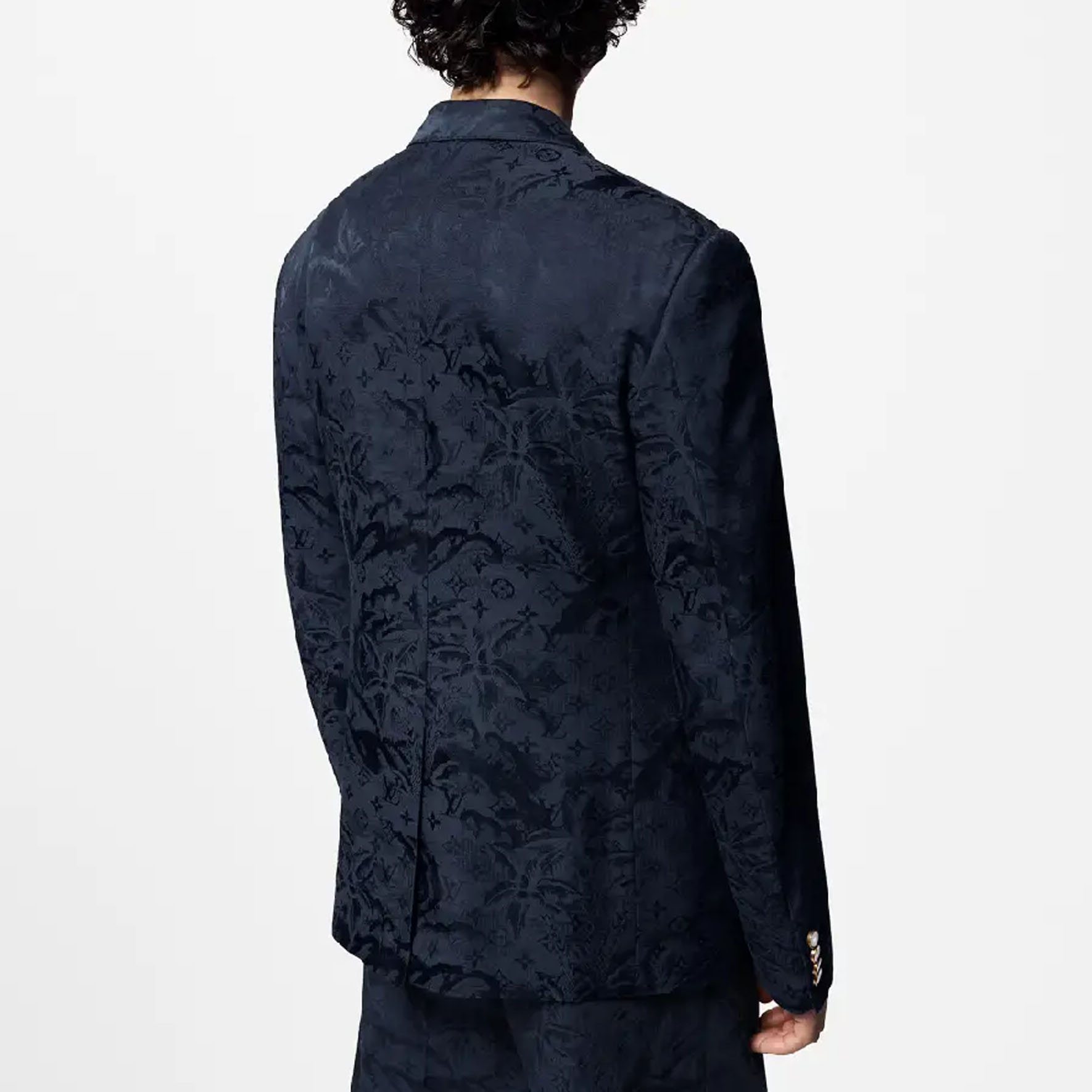 LOUIS VUITTON FW24 Palm Jacquard Single-Breasted Navy Blazer  Jacket 1AFRIQ 圖 6